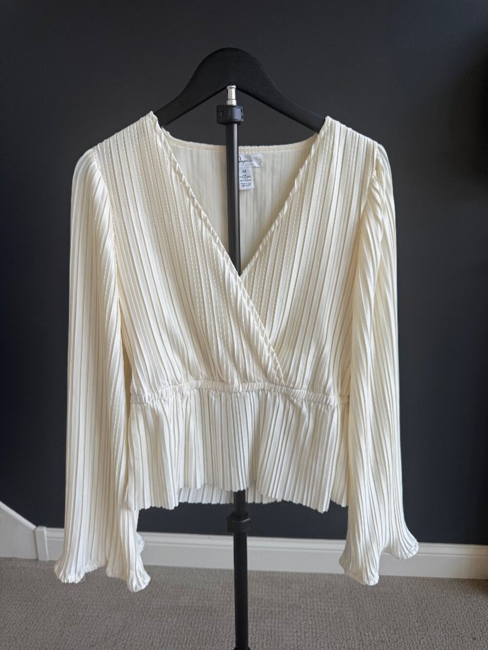 Joppa Ivory Pleated Peplum Blouse Size M